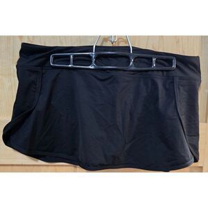 Black Athletic Swim bottom Skort With Built-In Shorts & Pocket For Women